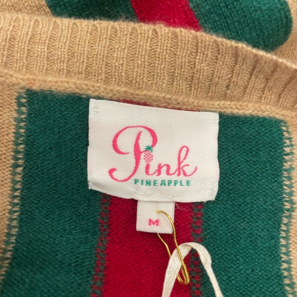 PINK PINEAPPLE - Taupe Cashmere Sweater with Pattern on Back NWT - Picture 7 of 9